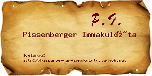 Pissenberger Immakuláta névjegykártya